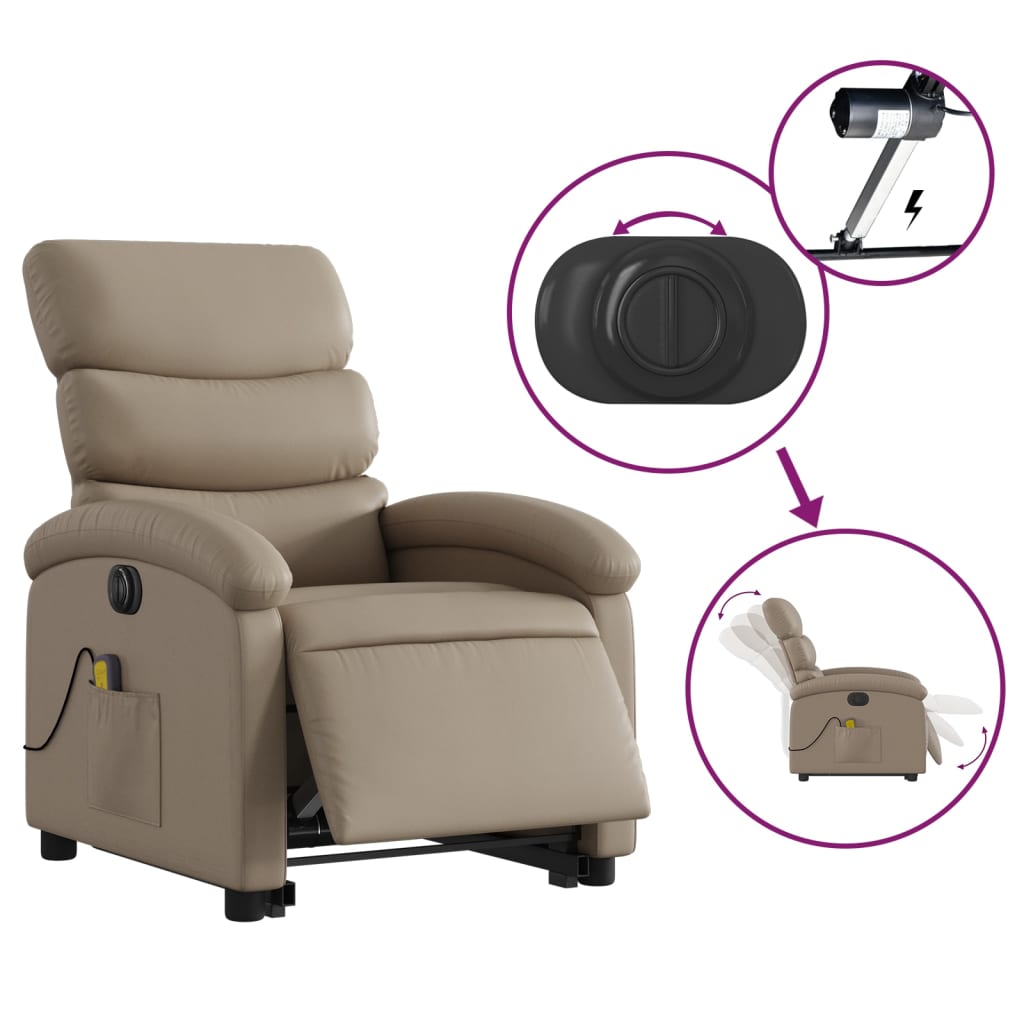 Fauteuil inclinable de massage électrique cappuccino similicuir Fauteuils vidaXL   