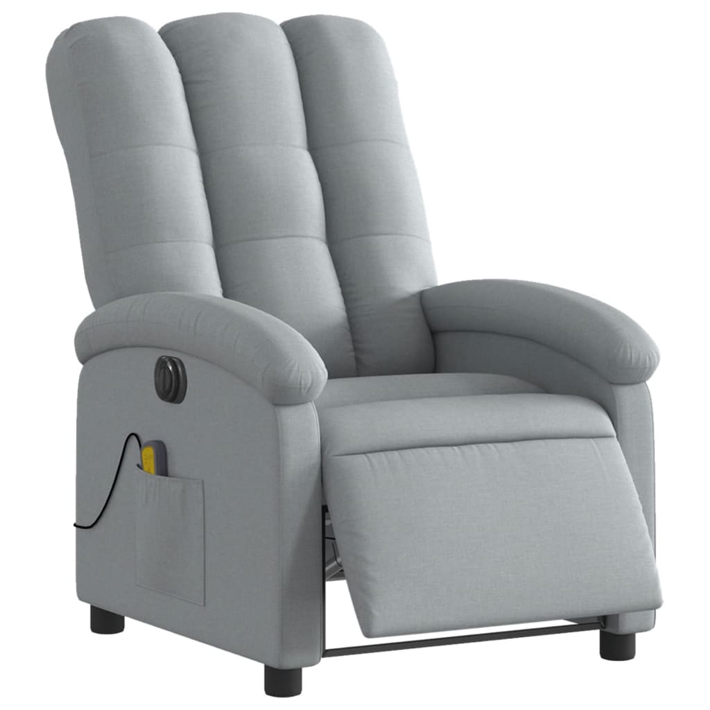 Fauteuil de massage inclinable électrique gris clair tissu Fauteuils vidaXL   