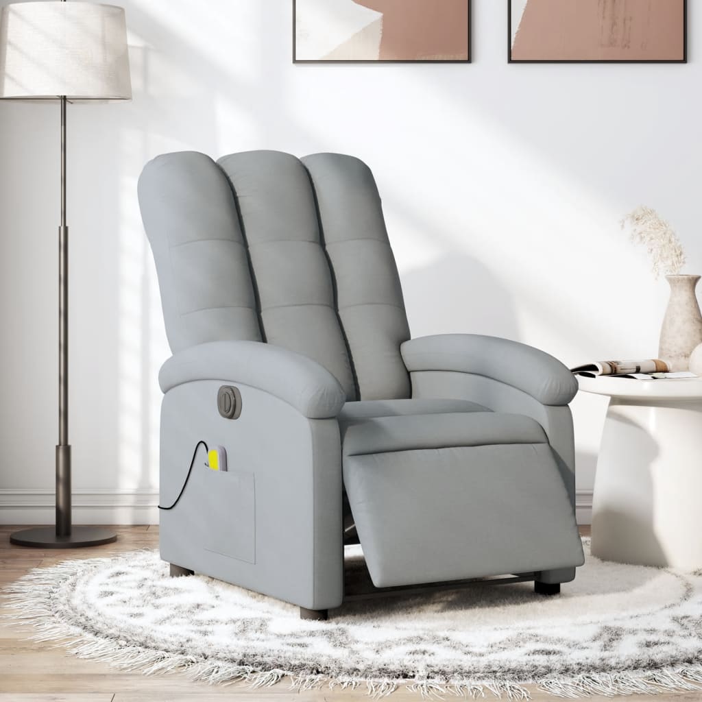 Fauteuil de massage inclinable électrique gris clair tissu Fauteuils vidaXL   