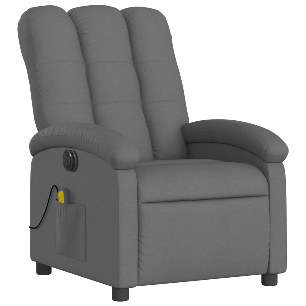 Fauteuil inclinable de massage électrique gris foncé tissu Fauteuils vidaXL   