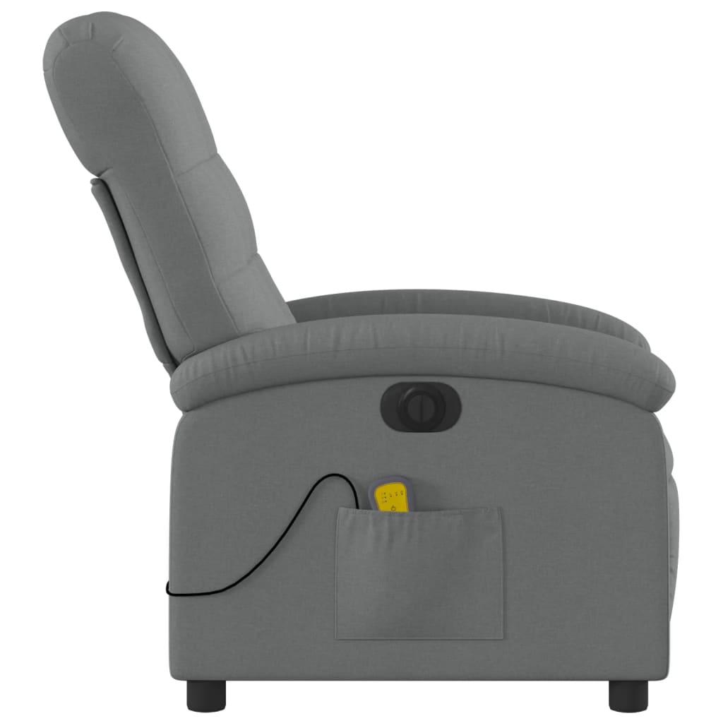 Fauteuil inclinable de massage électrique gris foncé tissu Fauteuils vidaXL   