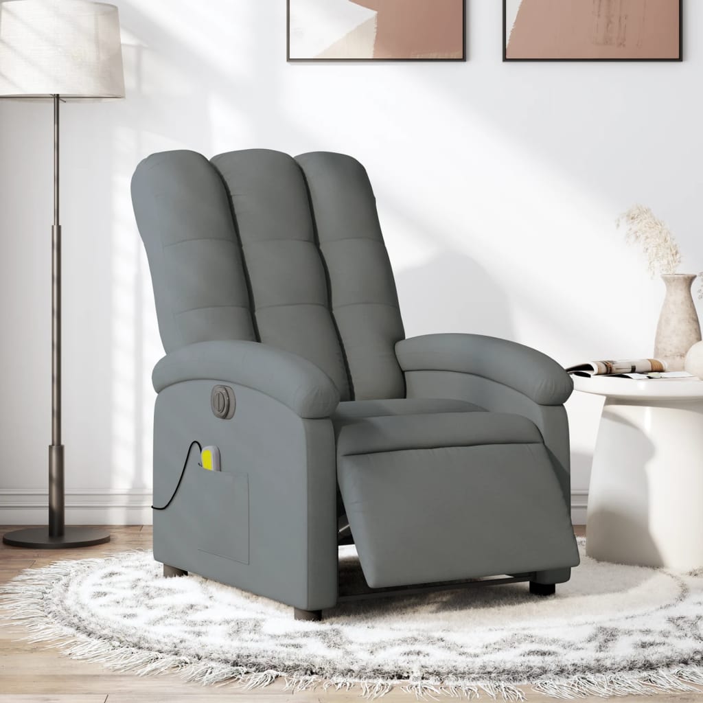 Fauteuil inclinable de massage électrique gris foncé tissu Fauteuils vidaXL   