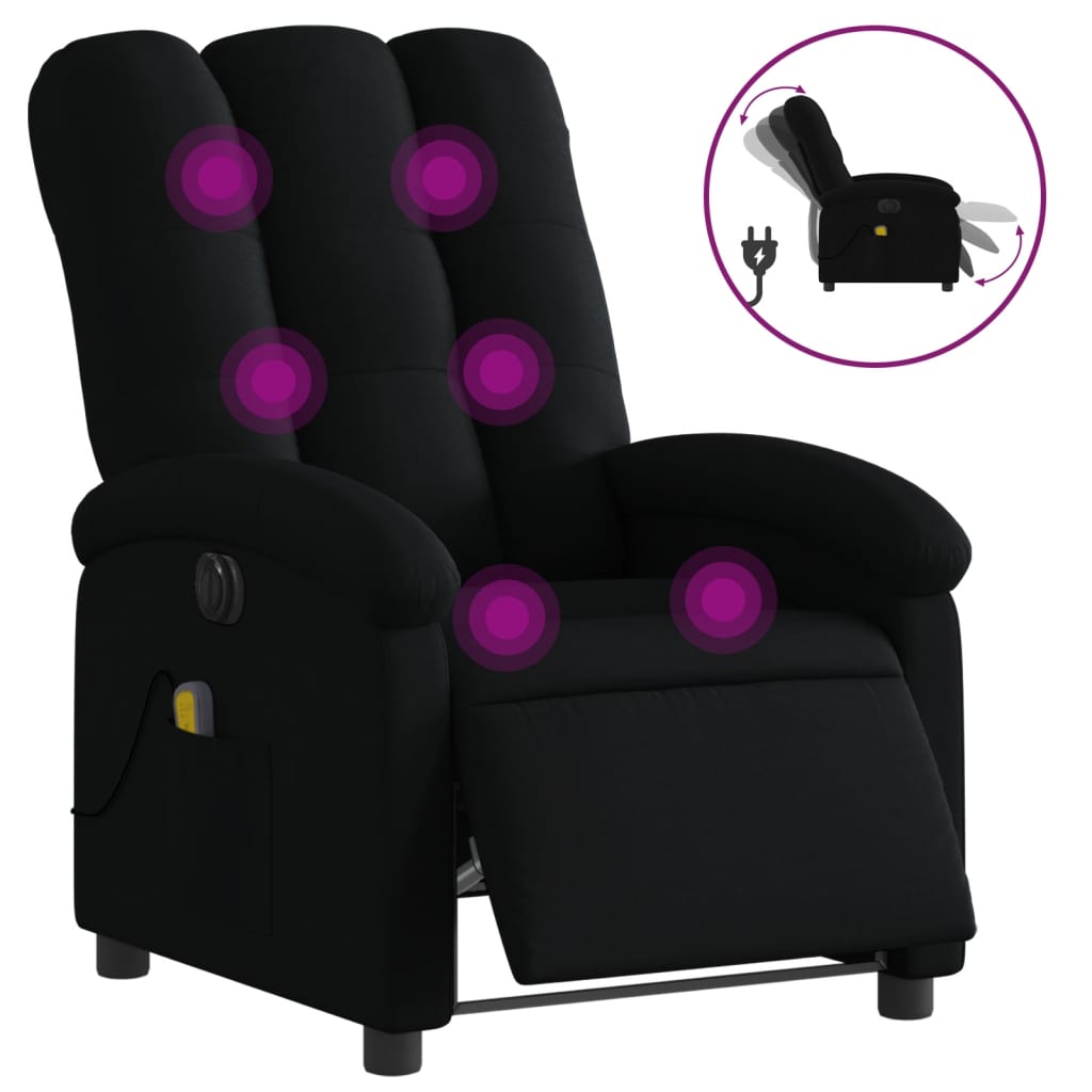 Fauteuil de massage inclinable électrique Noir Tissu Fauteuils vidaXL   