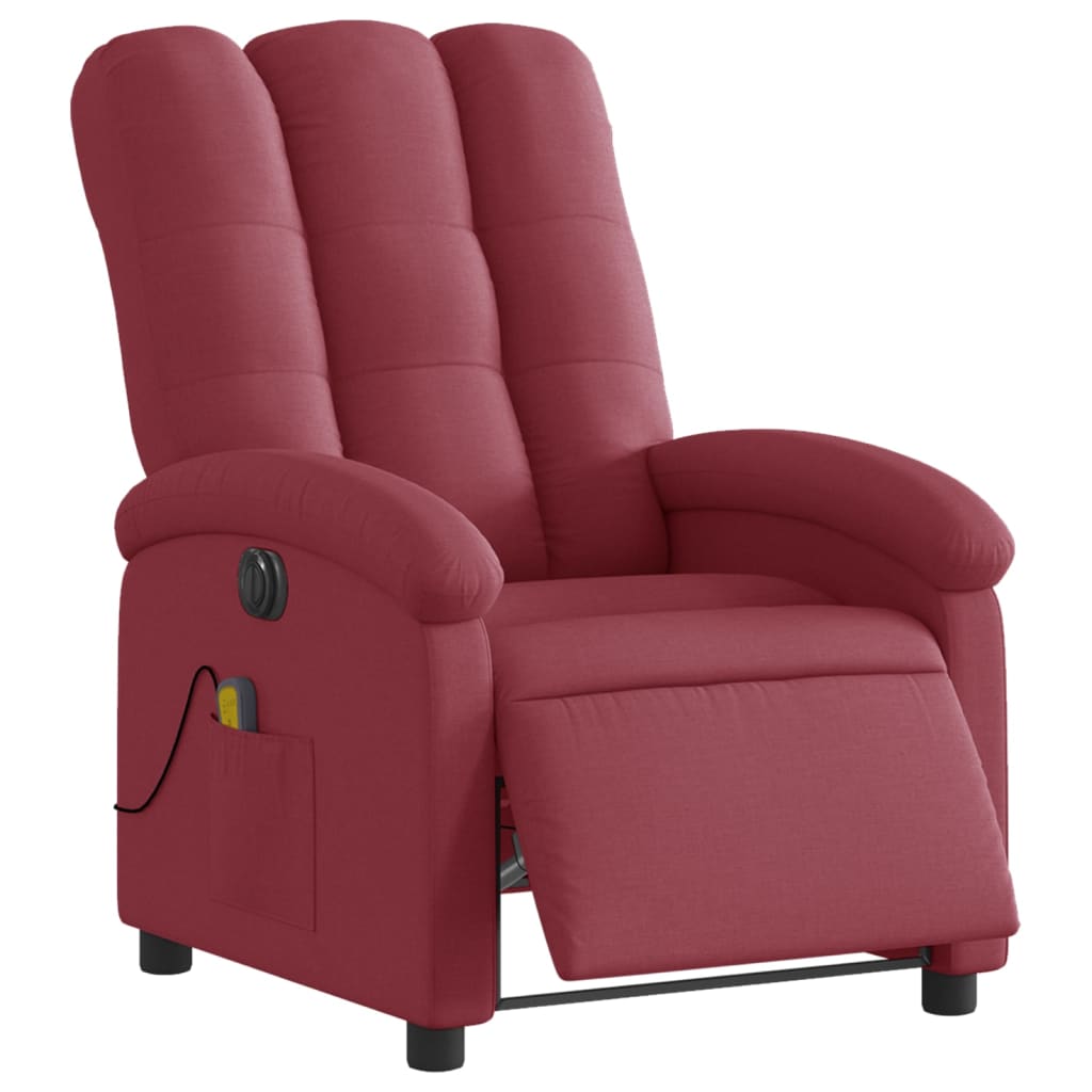 Fauteuil de massage inclinable électrique Rouge bordeaux Tissu Fauteuils vidaXL   