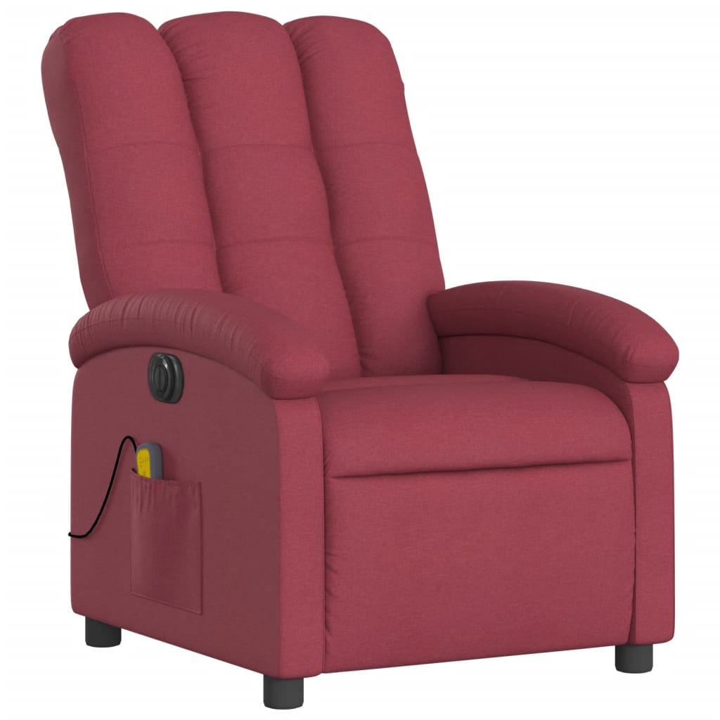 Fauteuil de massage inclinable électrique Rouge bordeaux Tissu Fauteuils vidaXL   