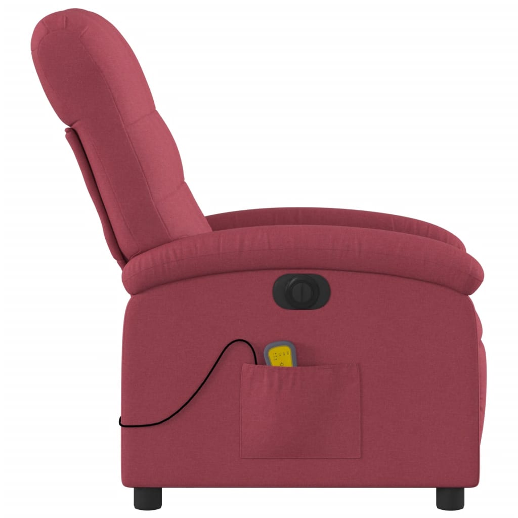 Fauteuil de massage inclinable électrique Rouge bordeaux Tissu Fauteuils vidaXL   