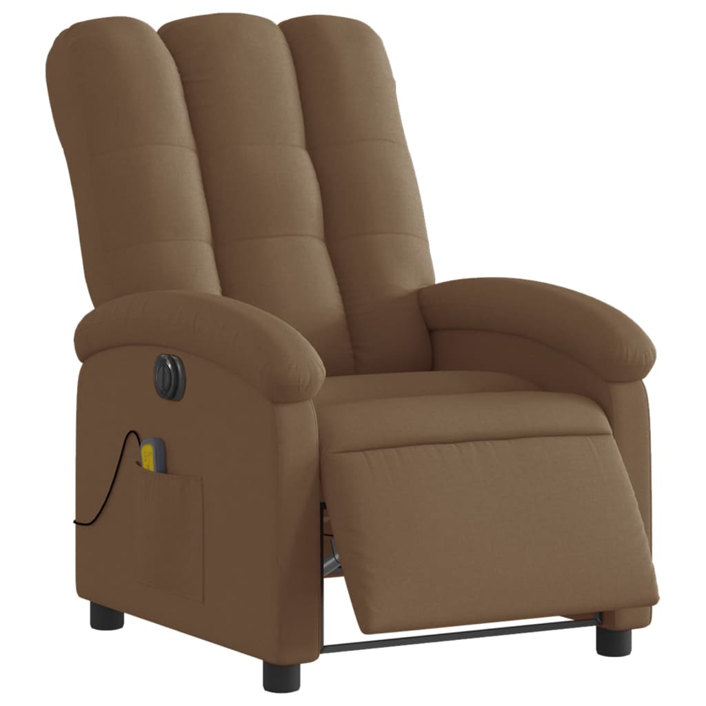 Fauteuil inclinable de massage électrique marron tissu Fauteuils vidaXL   