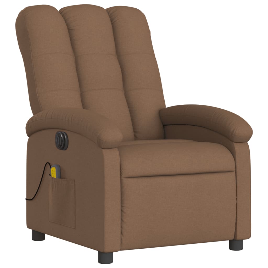 Fauteuil inclinable de massage électrique marron tissu Fauteuils vidaXL   