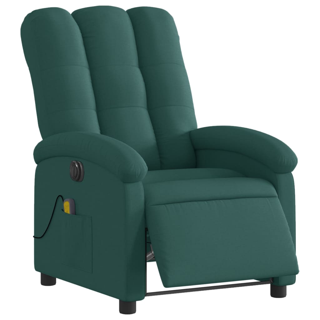 Fauteuil de massage inclinable électrique Vert foncé Tissu Fauteuils vidaXL   