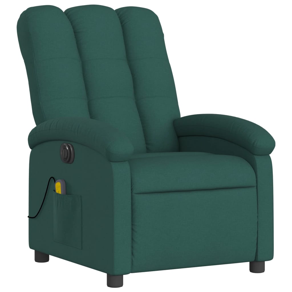 Fauteuil de massage inclinable électrique Vert foncé Tissu Fauteuils vidaXL   