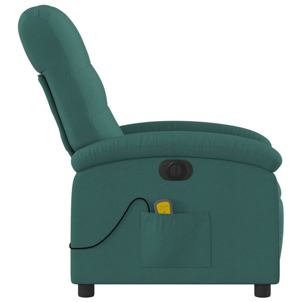 Fauteuil de massage inclinable électrique Vert foncé Tissu Fauteuils vidaXL   