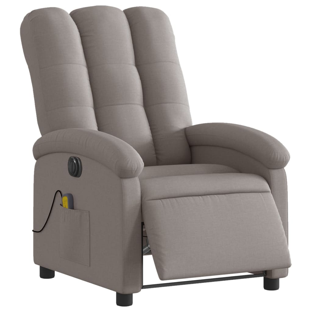 Fauteuil de massage inclinable électrique Taupe Tissu Fauteuils vidaXL   