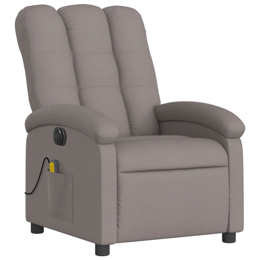 Fauteuil de massage inclinable électrique Taupe Tissu Fauteuils vidaXL   