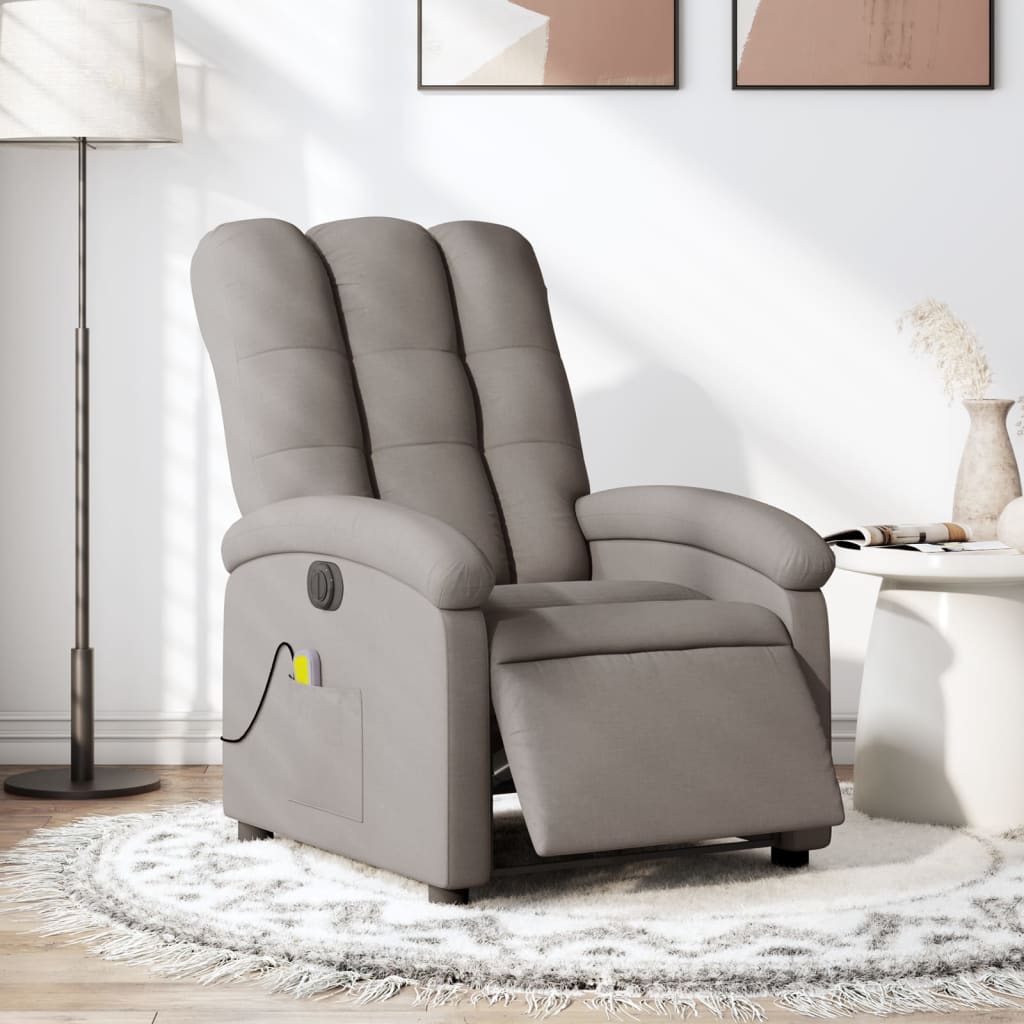 Fauteuil de massage inclinable électrique Taupe Tissu Fauteuils vidaXL   