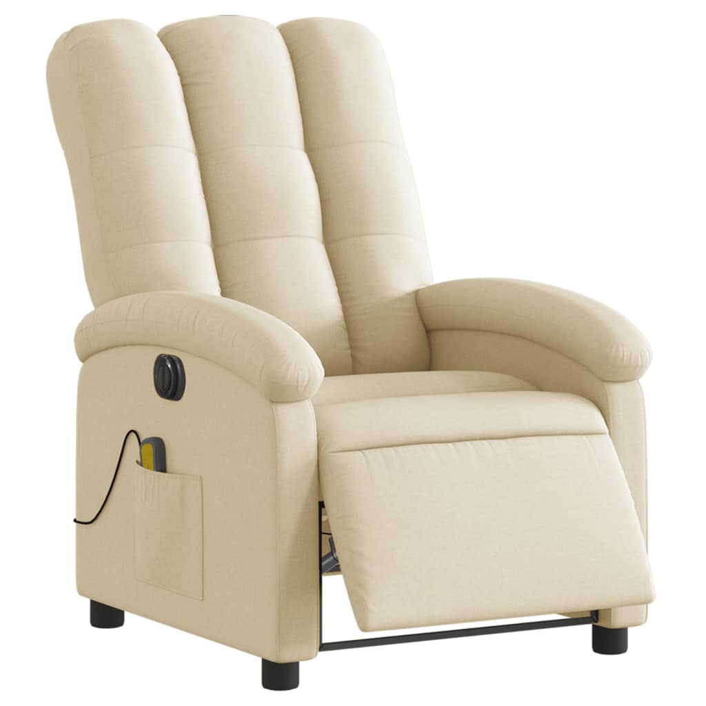 Fauteuil inclinable de massage électrique crème tissu Fauteuils vidaXL   