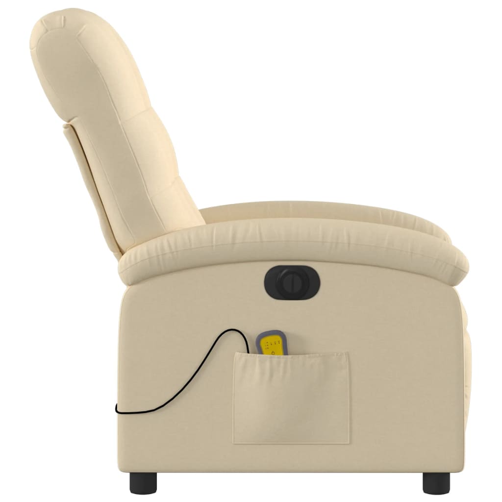 Fauteuil inclinable de massage électrique crème tissu Fauteuils vidaXL   