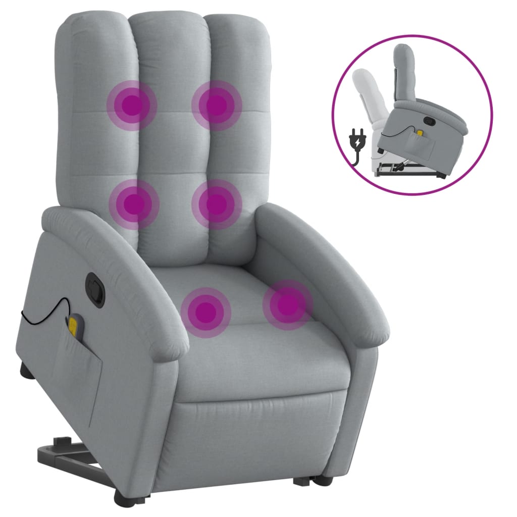 Fauteuil de massage inclinable Gris clair Tissu Fauteuils vidaXL   