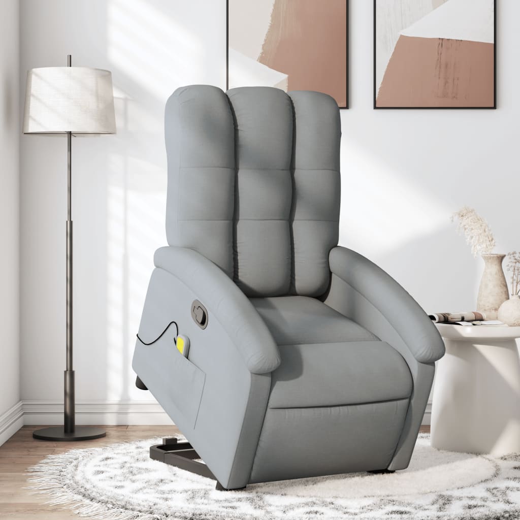 Fauteuil de massage inclinable Gris clair Tissu Fauteuils vidaXL   