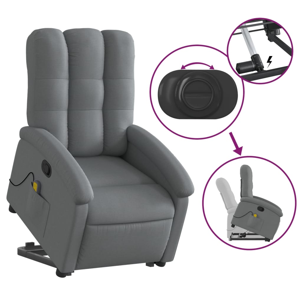 Fauteuil de massage inclinable Gris foncé Tissu Fauteuils vidaXL   