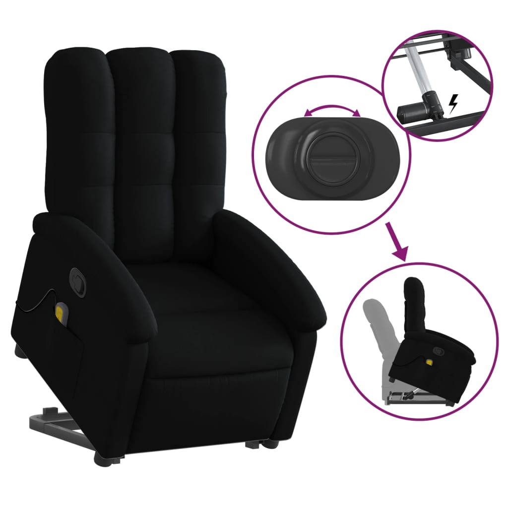 Fauteuil de massage inclinable Noir Tissu Fauteuils vidaXL   