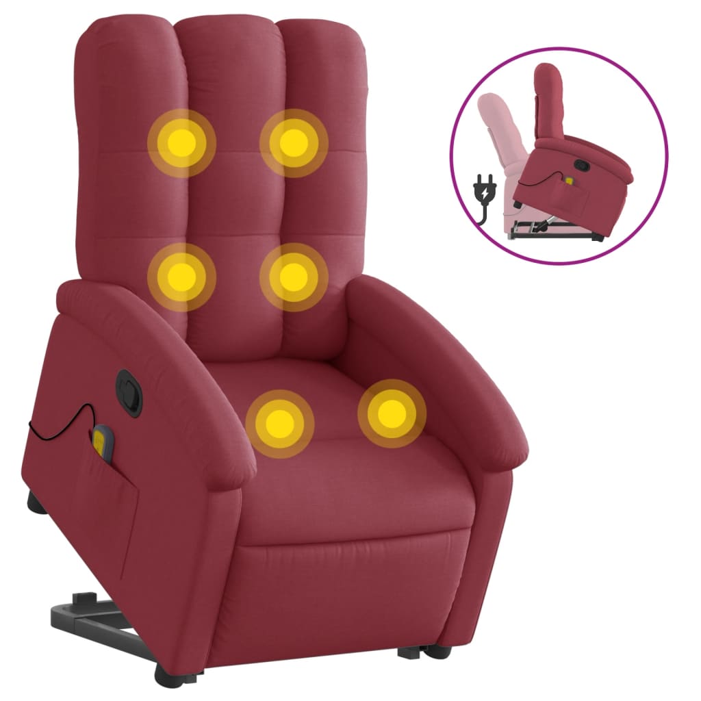 Fauteuil inclinable de massage Rouge bordeaux Tissu Fauteuils vidaXL   