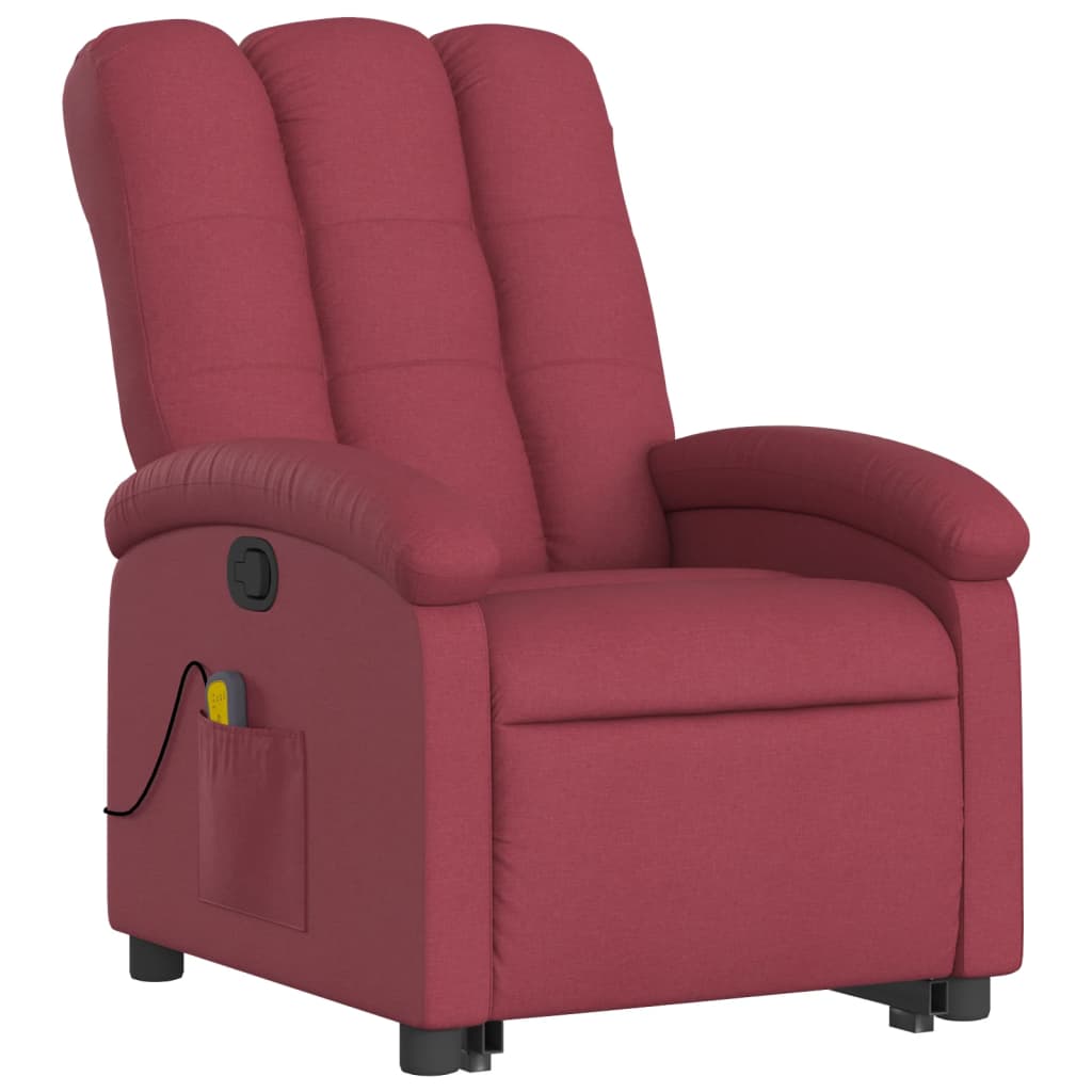 Fauteuil inclinable de massage Rouge bordeaux Tissu Fauteuils vidaXL   