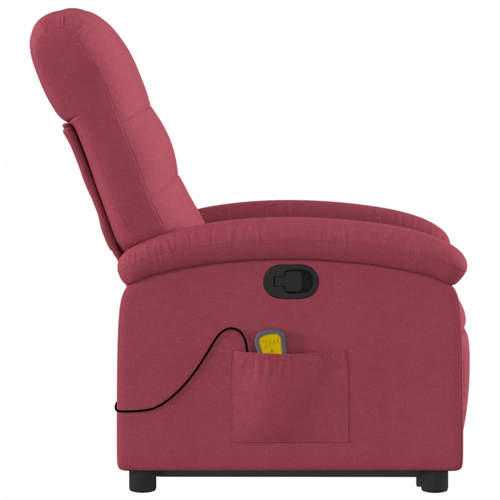 Fauteuil inclinable de massage Rouge bordeaux Tissu Fauteuils vidaXL   