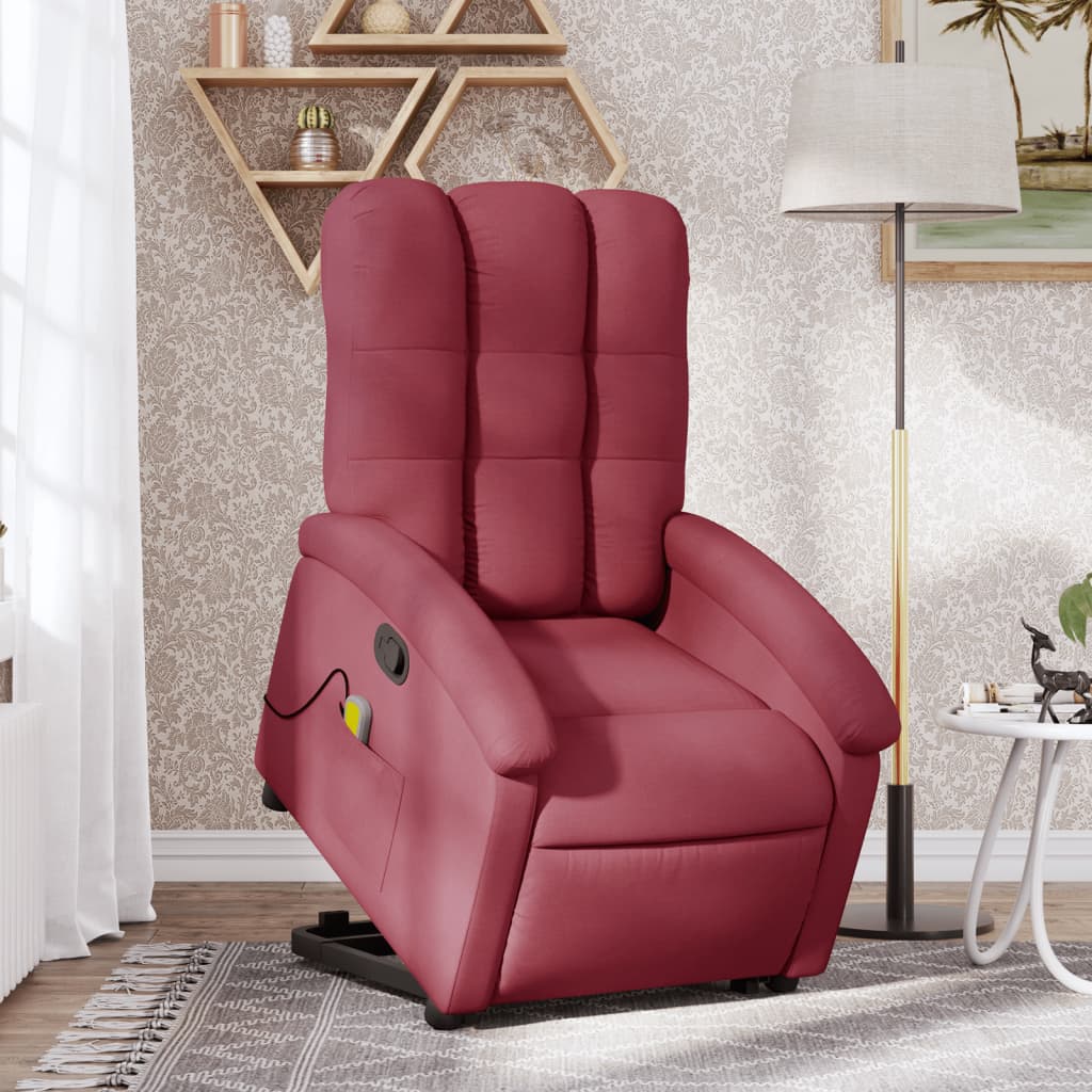 Fauteuil inclinable de massage Rouge bordeaux Tissu Fauteuils vidaXL   