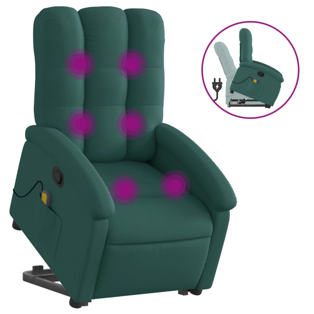 Fauteuil inclinable de massage Vert foncé Tissu Fauteuils vidaXL   