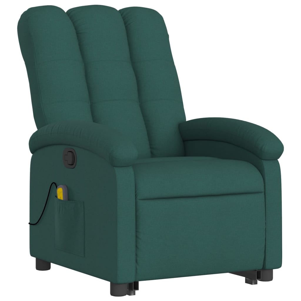 Fauteuil inclinable de massage Vert foncé Tissu Fauteuils vidaXL   