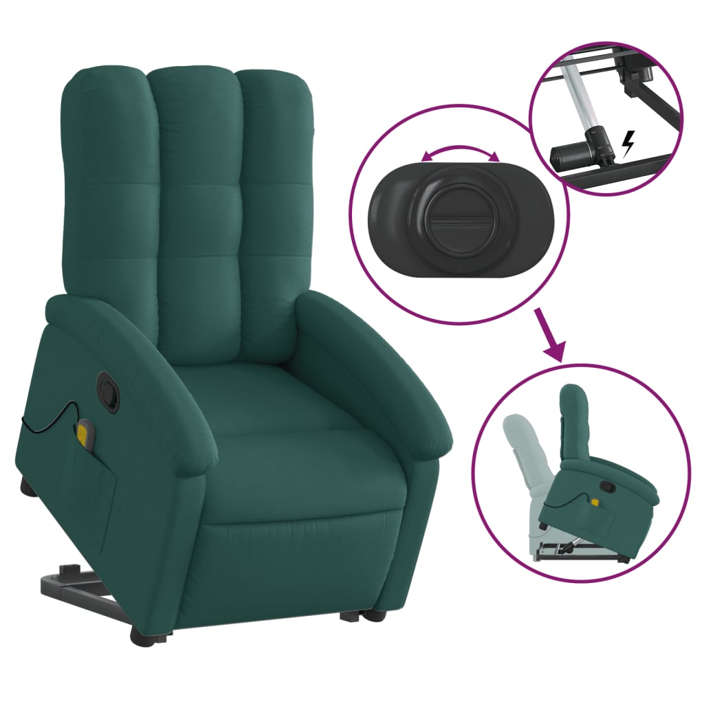 Fauteuil inclinable de massage Vert foncé Tissu Fauteuils vidaXL   