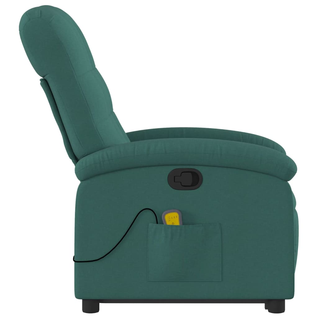 Fauteuil inclinable de massage Vert foncé Tissu Fauteuils vidaXL   