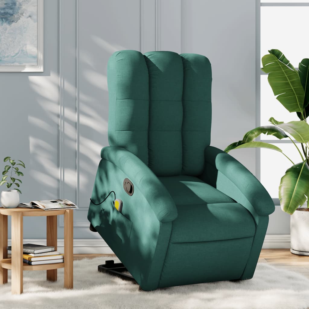 Fauteuil inclinable de massage Vert foncé Tissu Fauteuils vidaXL   