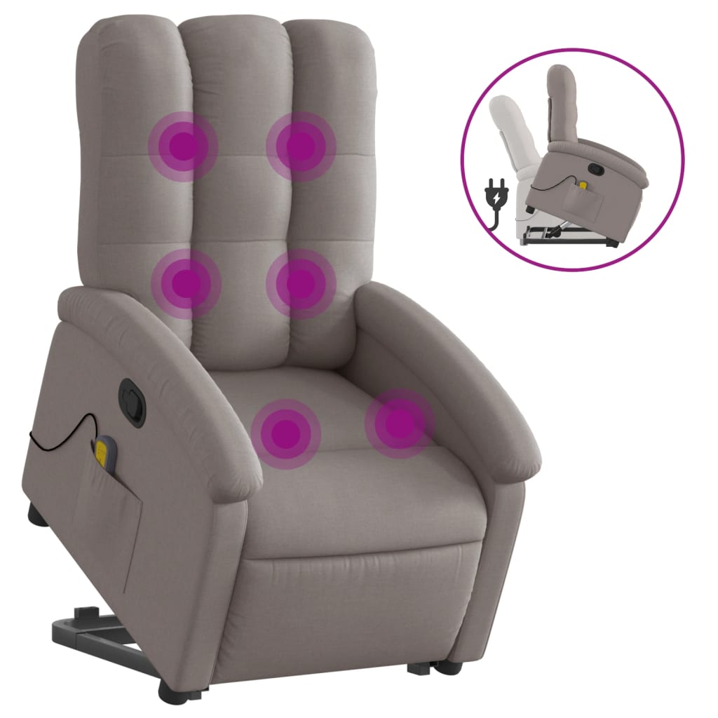 Fauteuil inclinable de massage Taupe Tissu Fauteuils vidaXL   