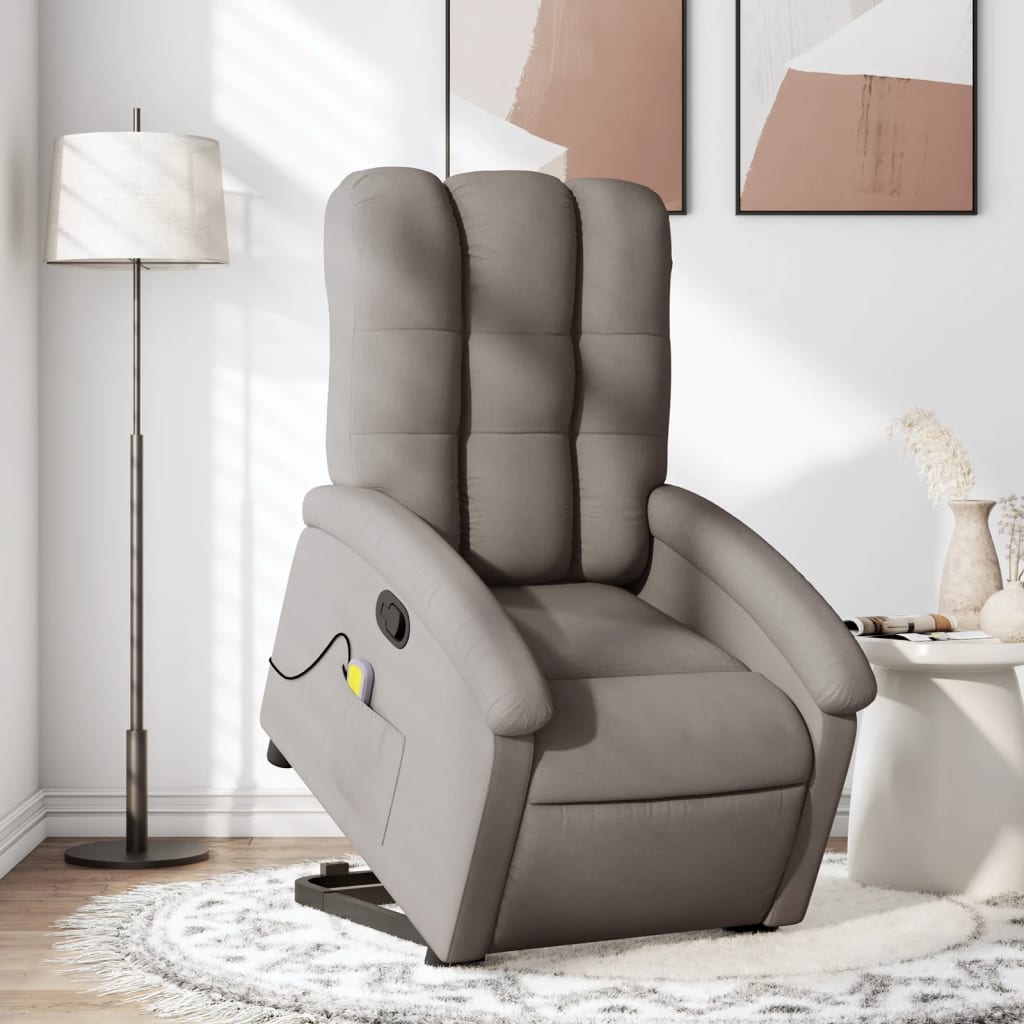 Fauteuil inclinable de massage Taupe Tissu Fauteuils vidaXL   