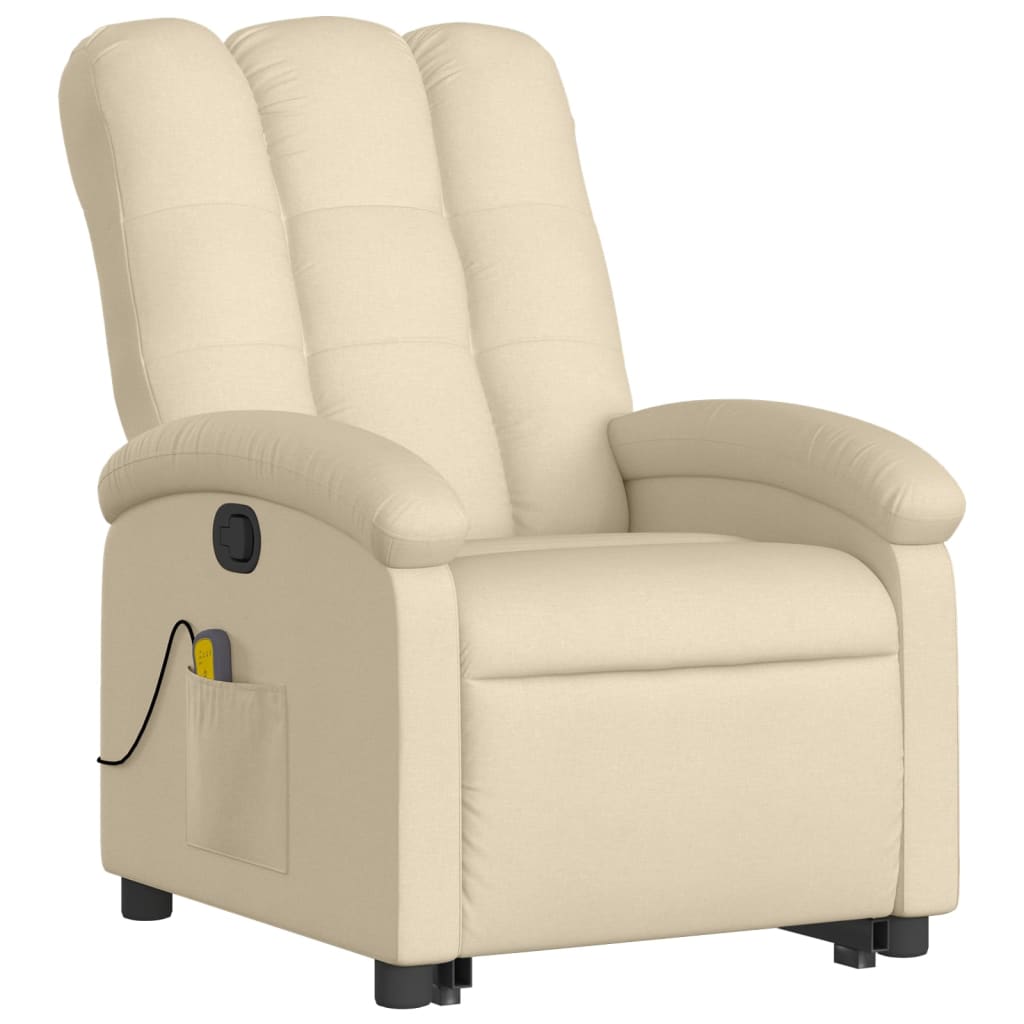 Fauteuil inclinable de massage Crème Tissu Fauteuils vidaXL   