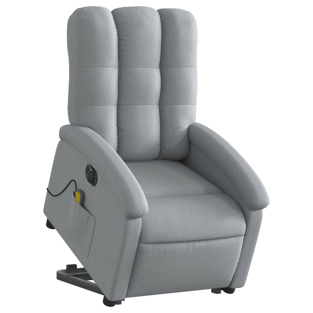 Fauteuil inclinable de massage électrique Gris clair Tissu Fauteuils vidaXL   