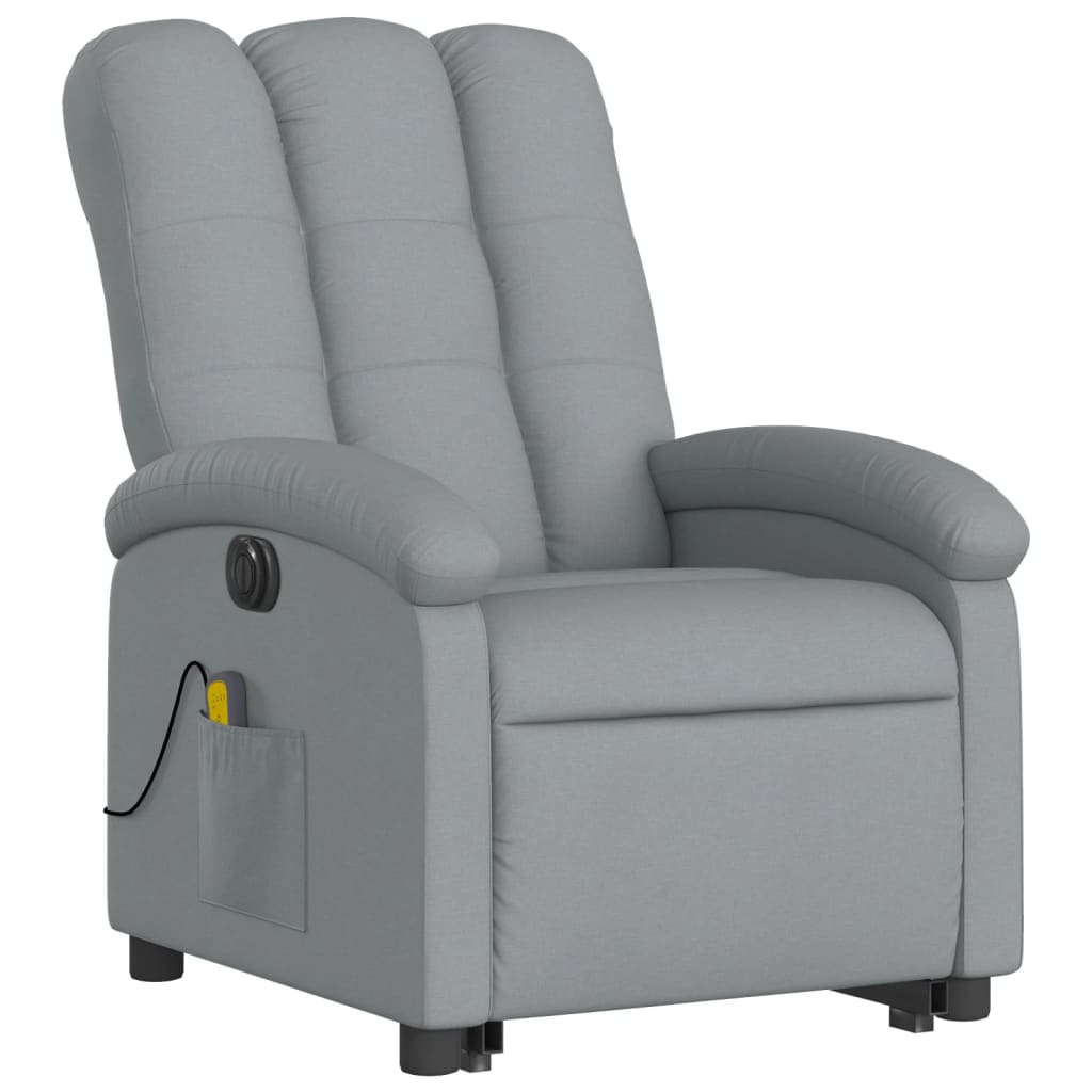 Fauteuil inclinable de massage électrique Gris clair Tissu Fauteuils vidaXL   