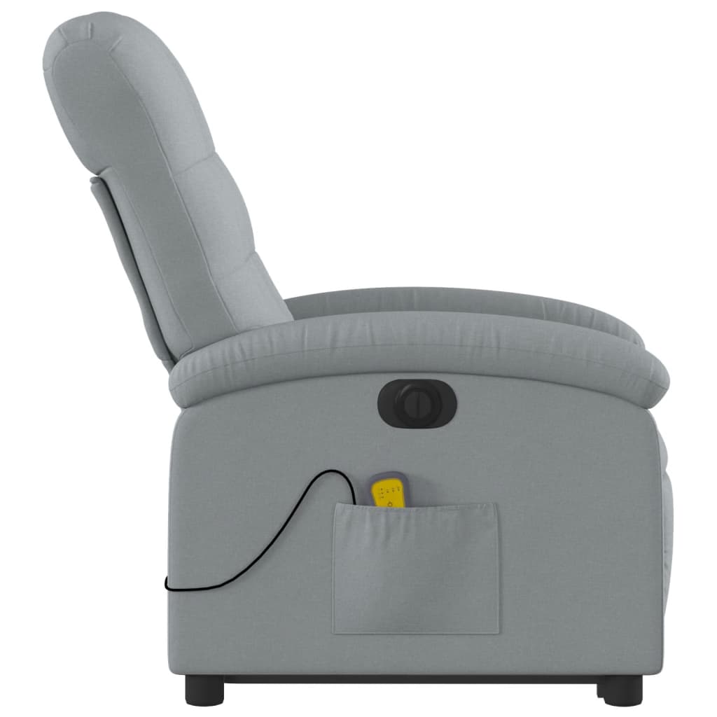 Fauteuil inclinable de massage électrique Gris clair Tissu Fauteuils vidaXL   