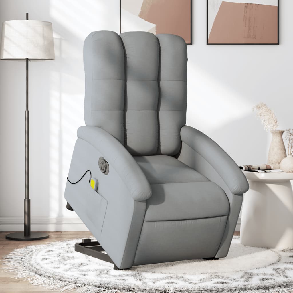 Fauteuil inclinable de massage électrique Gris clair Tissu Fauteuils vidaXL   