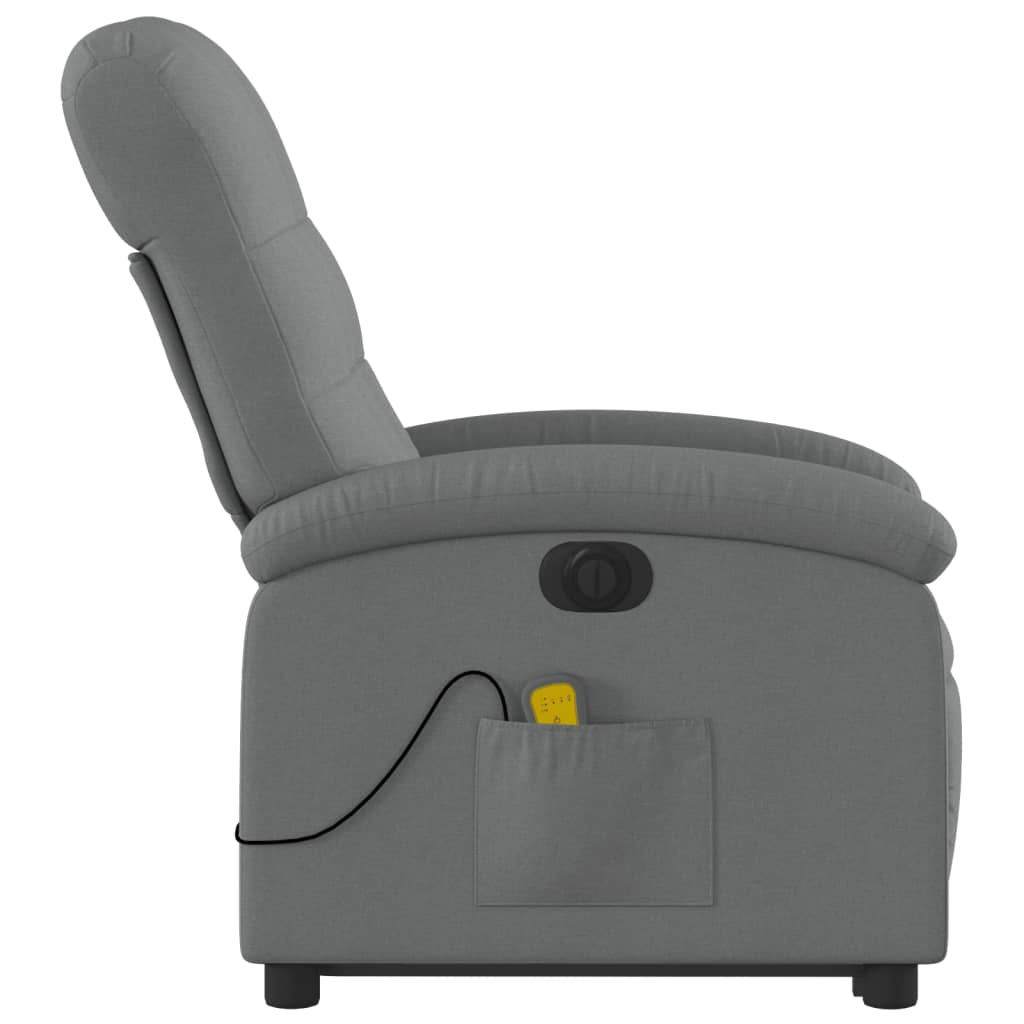 Fauteuil inclinable de massage électrique Gris foncé Tissu Fauteuils vidaXL   