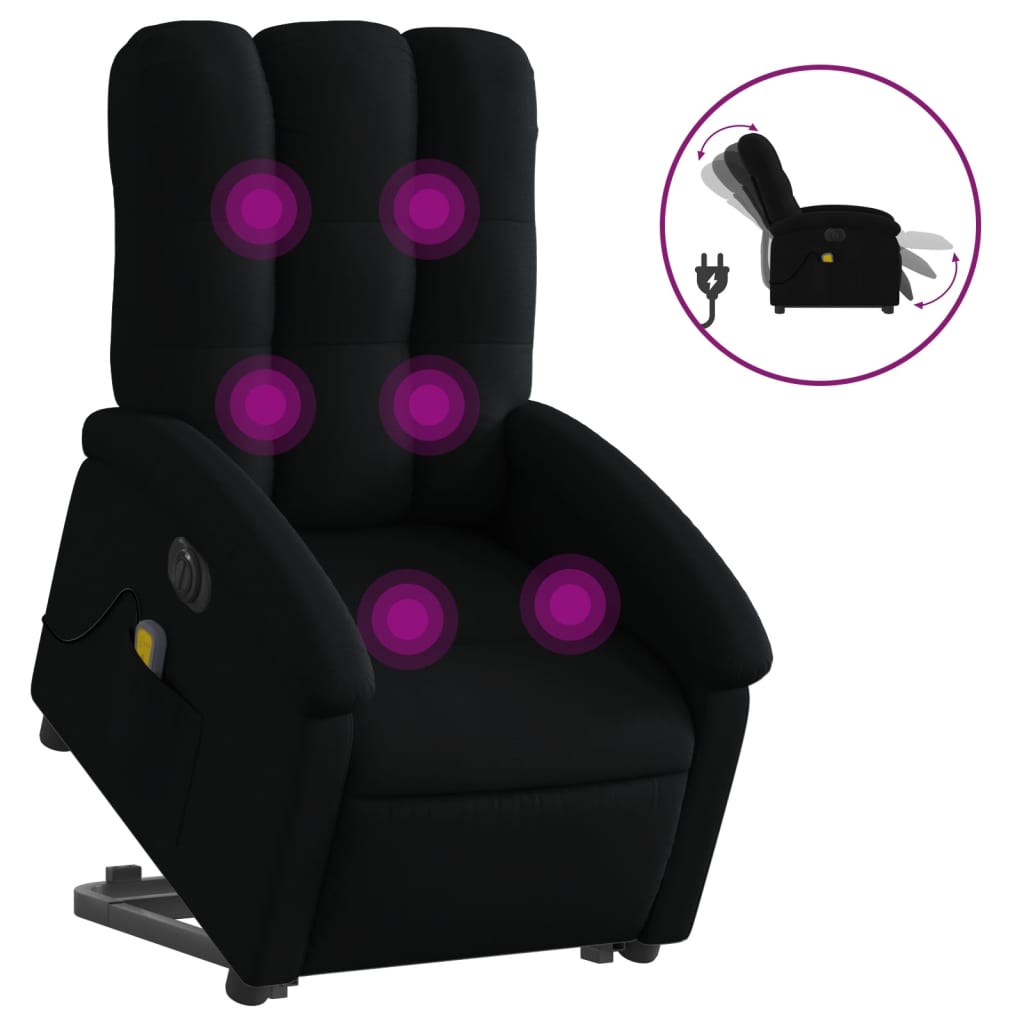 Fauteuil inclinable de massage électrique Noir Tissu Fauteuils vidaXL   