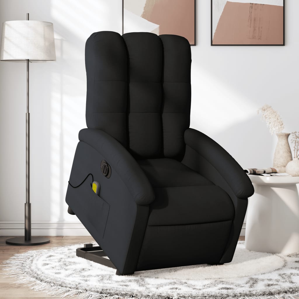 Fauteuil inclinable de massage électrique Noir Tissu Fauteuils vidaXL   