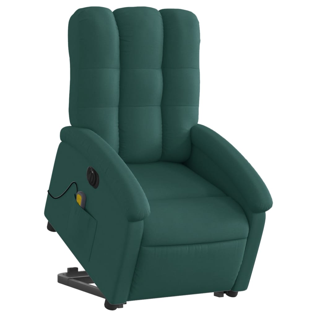 Fauteuil inclinable de massage électrique Vert foncé Tissu Fauteuils vidaXL   