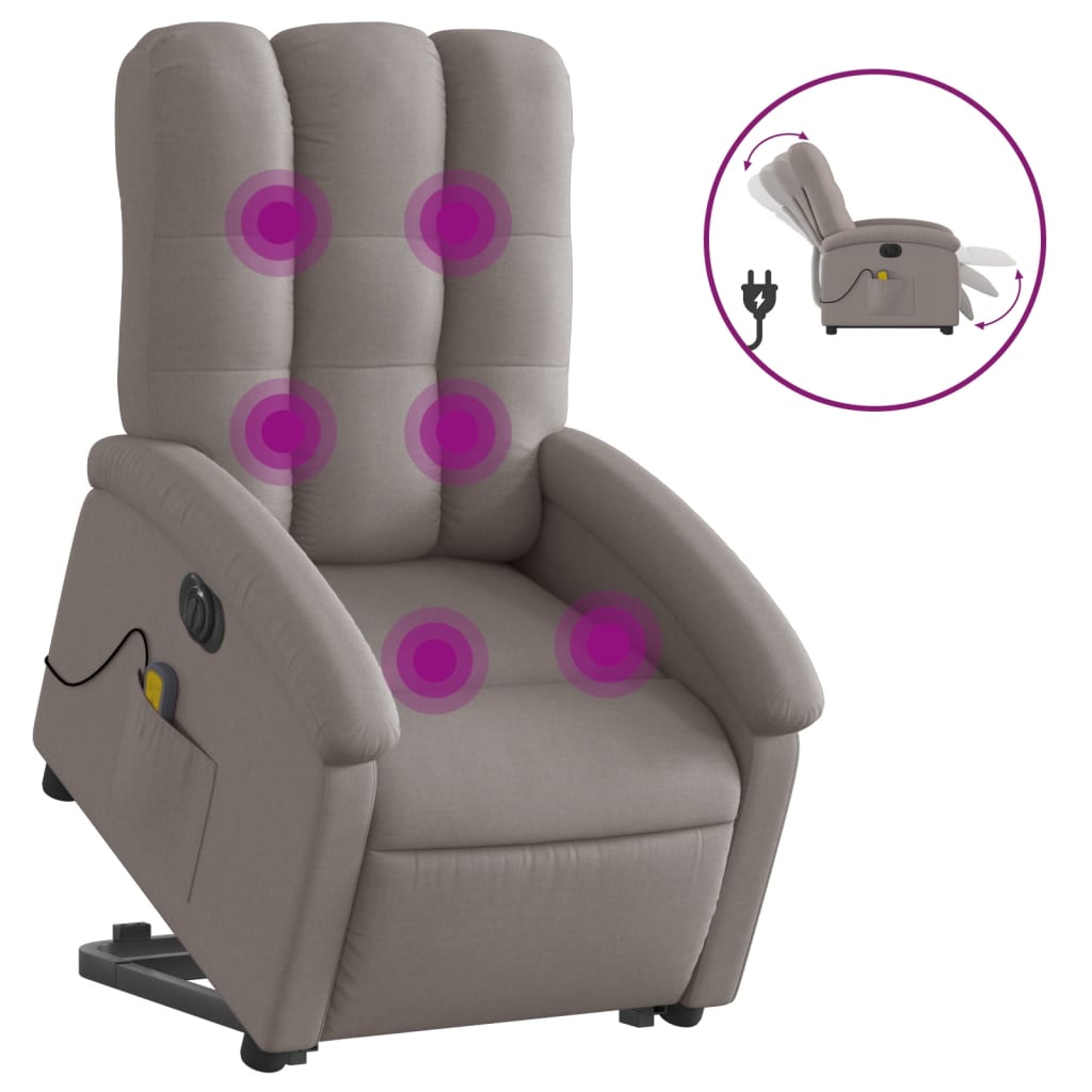 Fauteuil inclinable de massage électrique Taupe Tissu Fauteuils vidaXL   