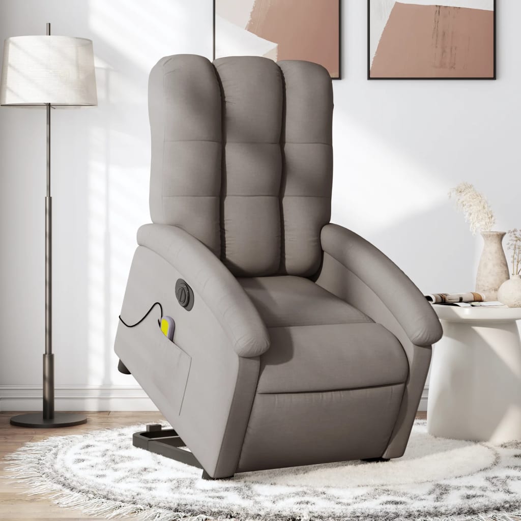 Fauteuil inclinable de massage électrique Taupe Tissu Fauteuils vidaXL   