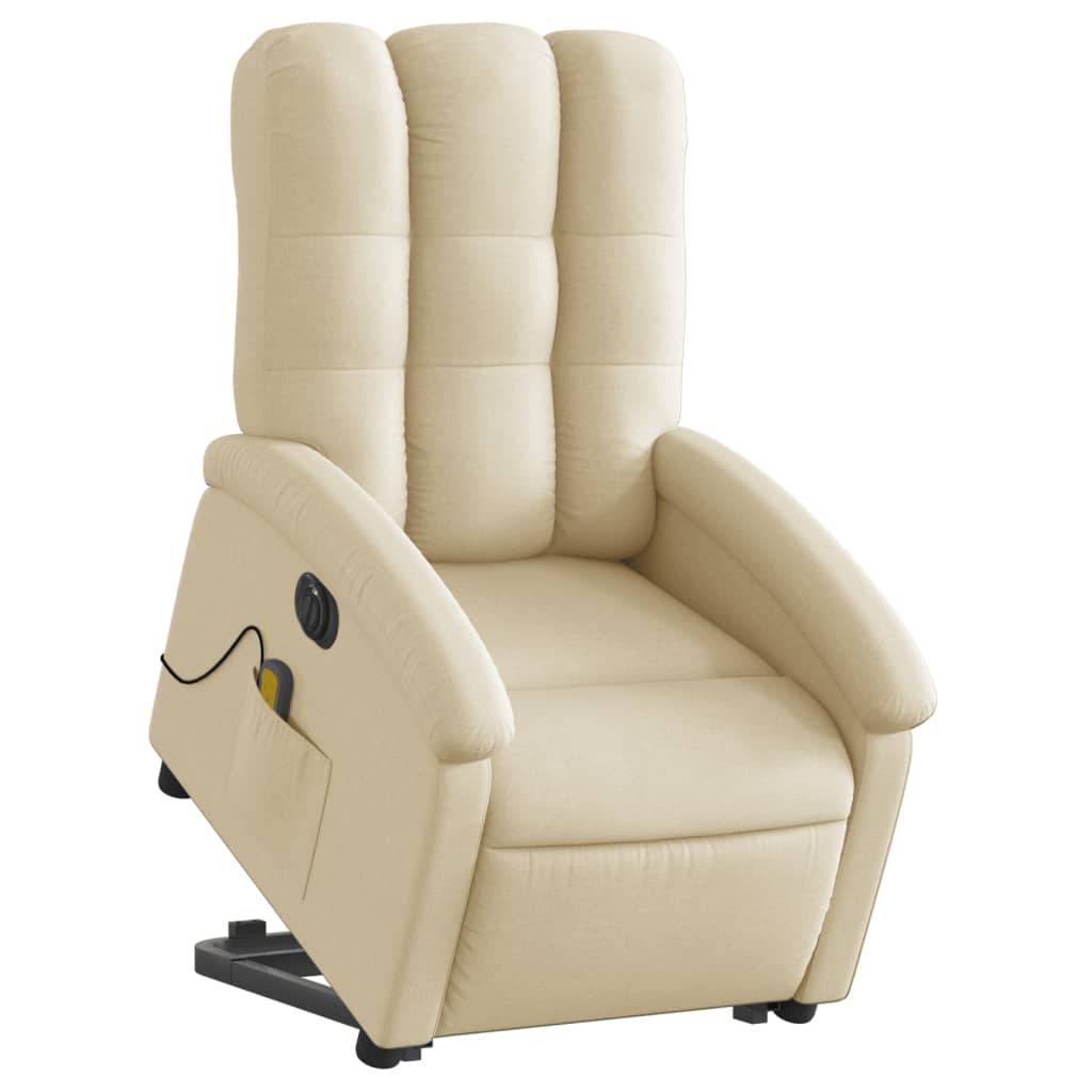 Fauteuil inclinable de massage électrique Crème Tissu Fauteuils vidaXL   