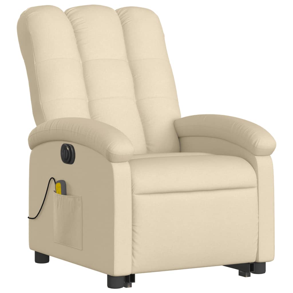 Fauteuil inclinable de massage électrique Crème Tissu Fauteuils vidaXL   