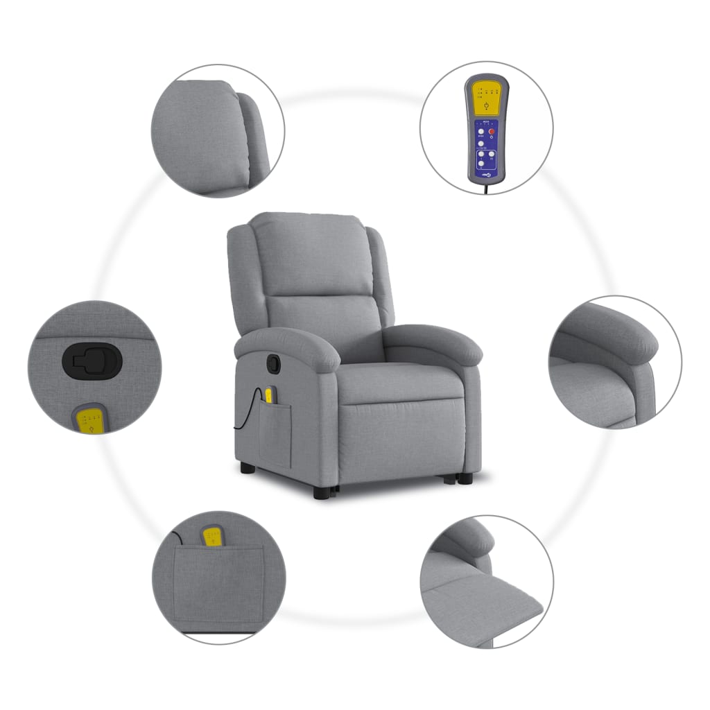 Fauteuil de massage inclinable Gris clair Tissu - Xios Store SNC