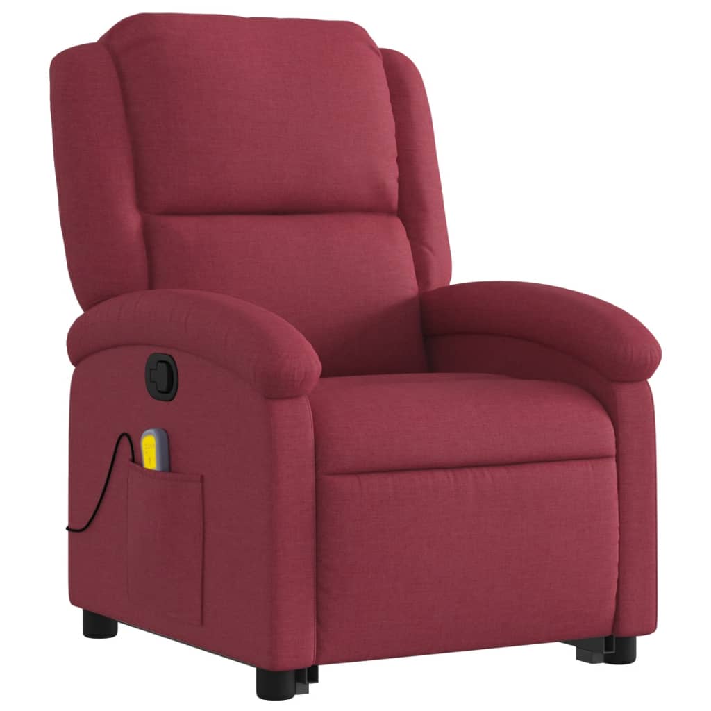 Fauteuil inclinable de massage Rouge bordeaux Tissu Fauteuils vidaXL   